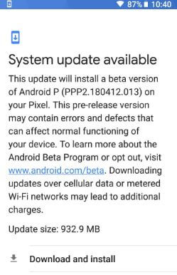 „Android P“ įdiekite „Google Pixel“