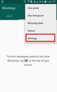 Pasirinkite nustatymo parinktį „WhatsApp“