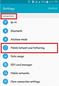 Palieskite „Mobile Hotspot & Tethering“